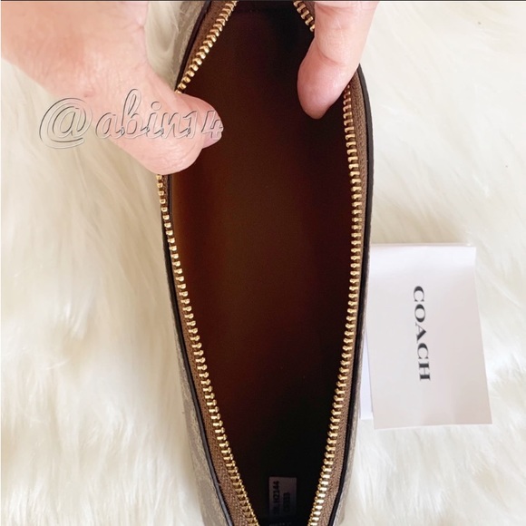 NWT Coach Signature Canvas Leather Pencil Cosmetic Organizational Case - Picture 2 of 4